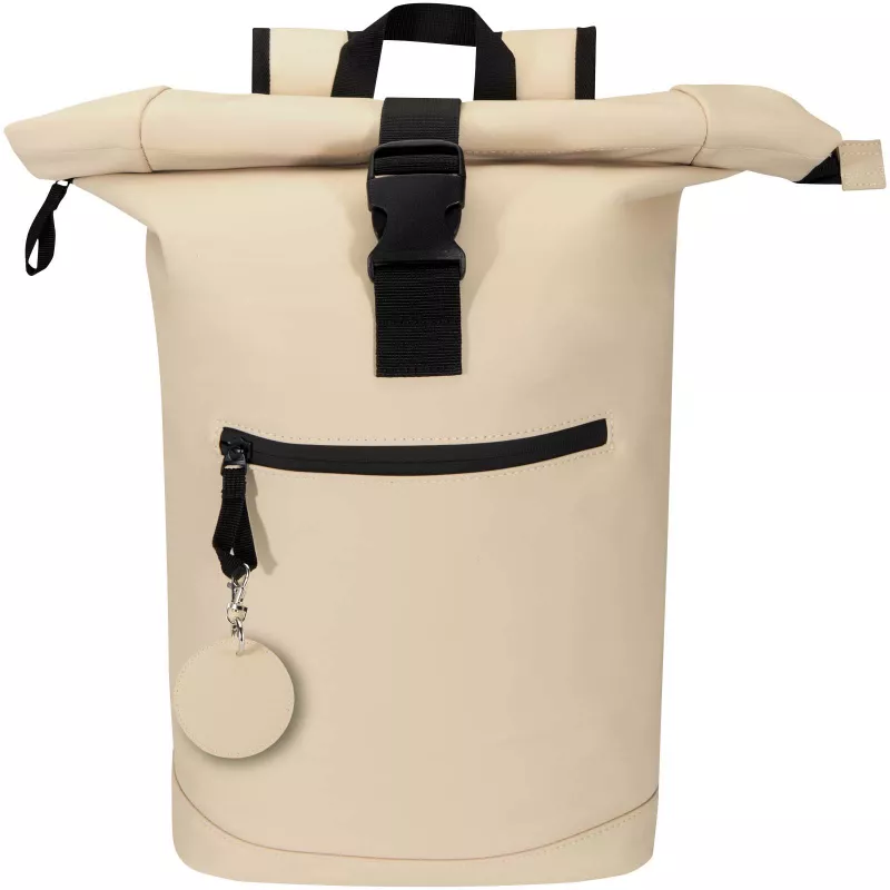 Resi Plus brelok z okrągłą zawieszką z recyklingowanego materiału z certyfikatem GRS  - Oatmeal (13014007)