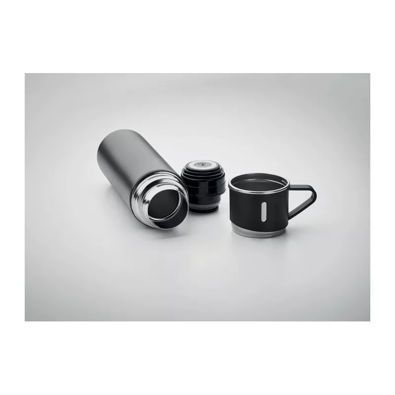 Termos dwuścienny 420 ml z 2 kubkami SHARM - Czarny (MO2116-03)
