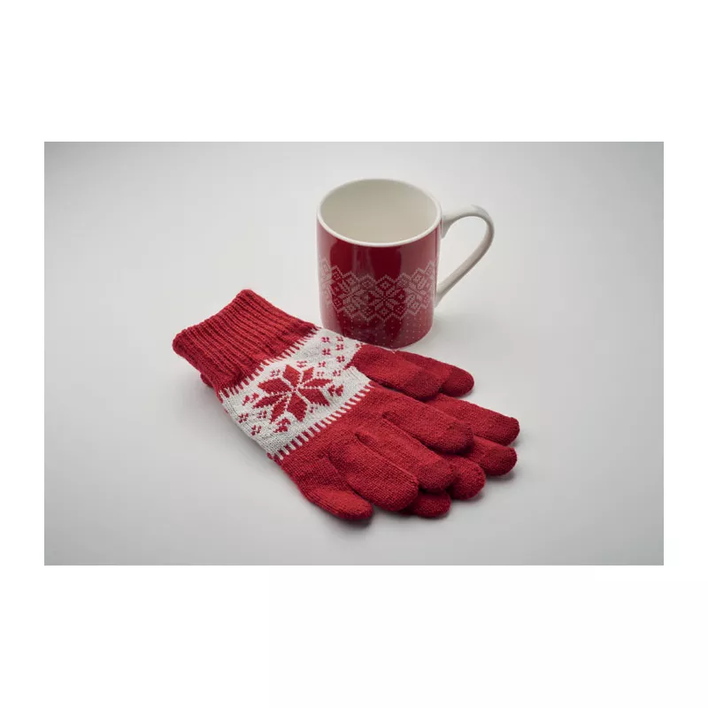 Zestaw prezentowy kubek 300 ml i rękawiczki COPITO SET - Czerwony (CX1557-05)