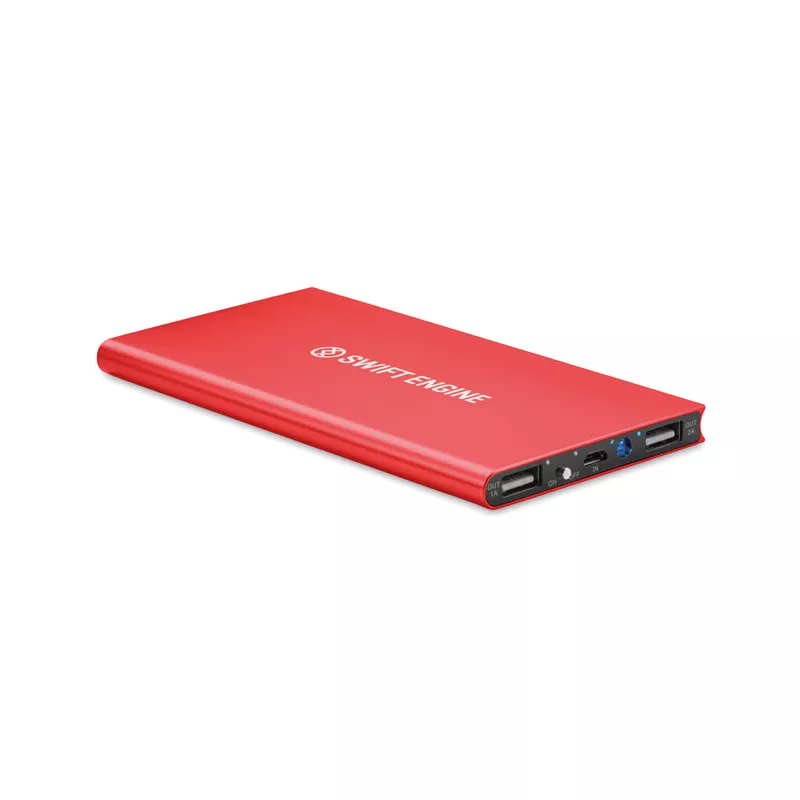 Powerbank płaski aluminiowy 8000 mAh POWERFLAT8 - Czerwony (MO8839-05)