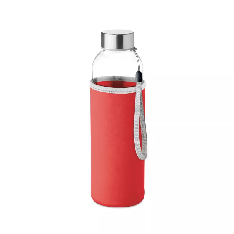 Butelka szklana 500 ml w neoprenowym etui UTAH GLASS - Czerwony (MO9358-05)