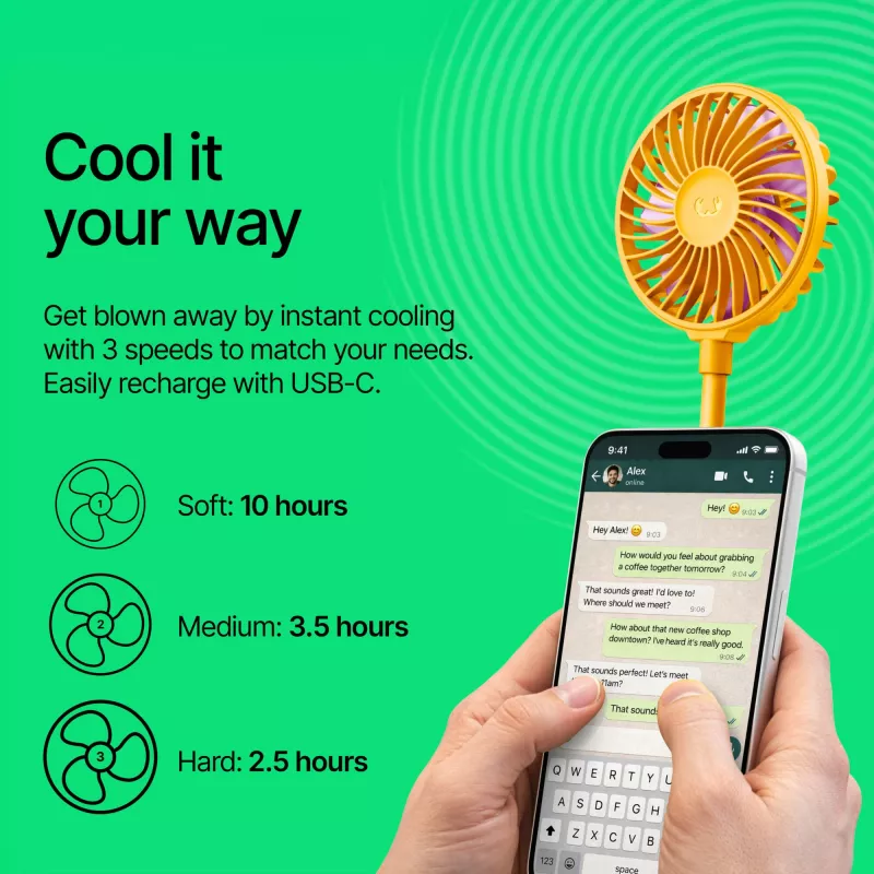 Fresh 'n Rebel Bezprzewodowy Magnetyczny Wentylator z Podstawką pod Telefon - żółty (LT49755-N0041)