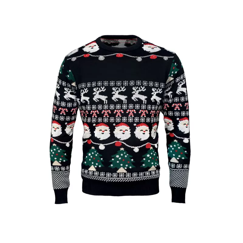 Sweter świąteczny z 10 lampkami LED L/XL SHAMIS LARGE - Czarny (CX1554-03)