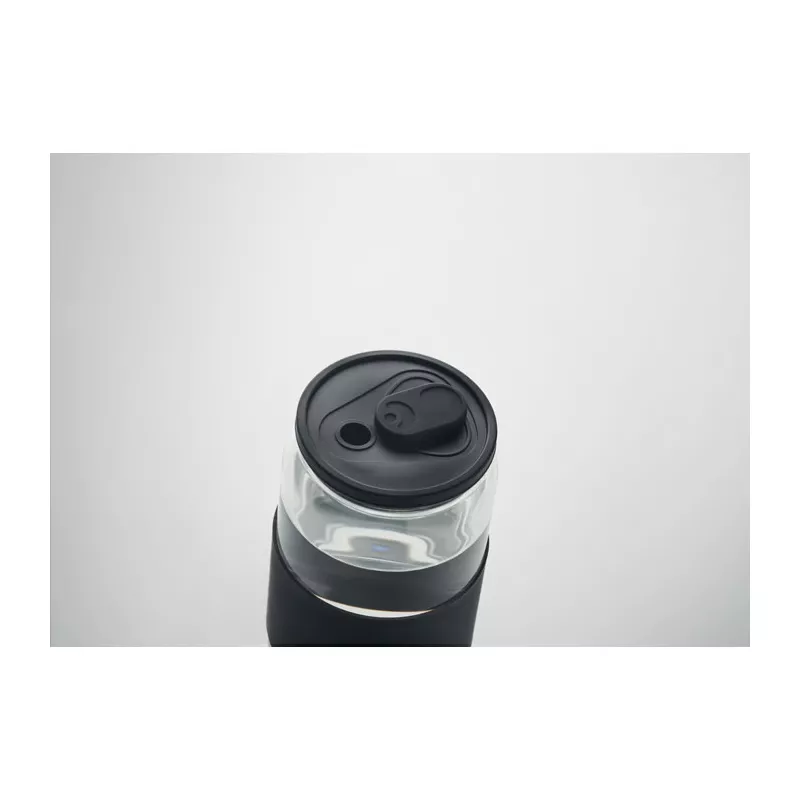 Kubek szklany borokrzemowy ze słomką 550 ml BOROSIP - Czarny (MO2506-03)