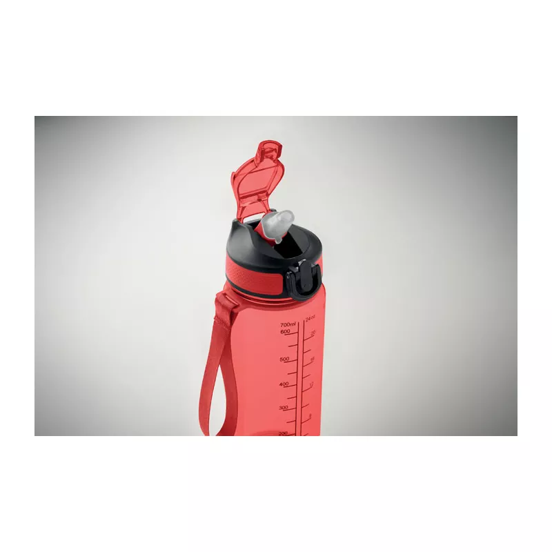 Butelka sportowa motywacyjna z RPET 700 ml ENKEL - Przezroczysty Czerwony (MO2792-25)