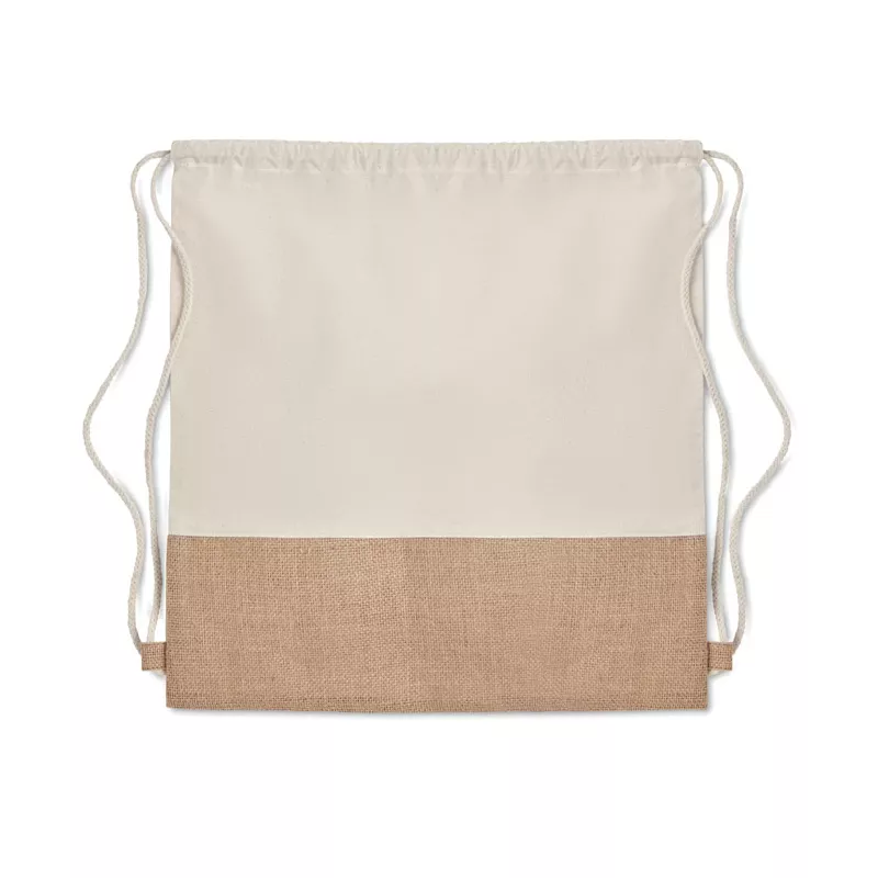 Worek ze sznurkiem bawełniany z jutą 160 g/m² INDIA - Bezowy (MO9516-13)