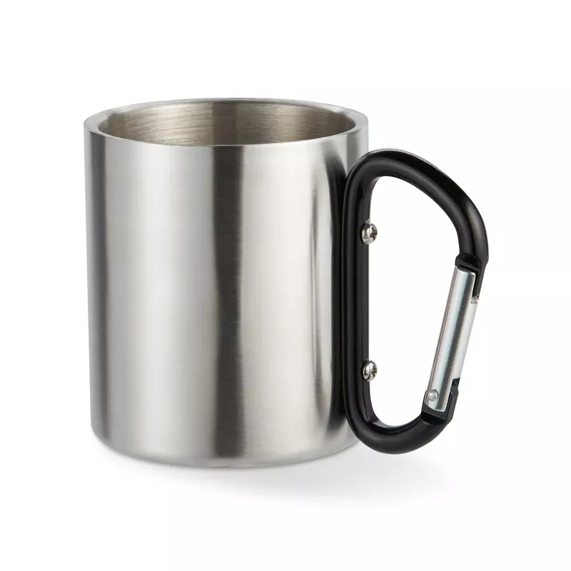 Kubek stalowy dwuścienny z karabinkiem 220 ml TRUMBO - Czarny (MO8313-03)