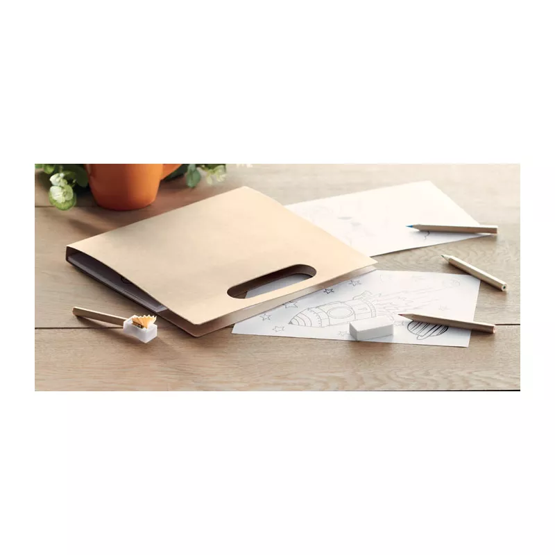 Zestaw do kolorowania z 6 kredkami FOLDER2 GO - Bezowy (MO9544-13)