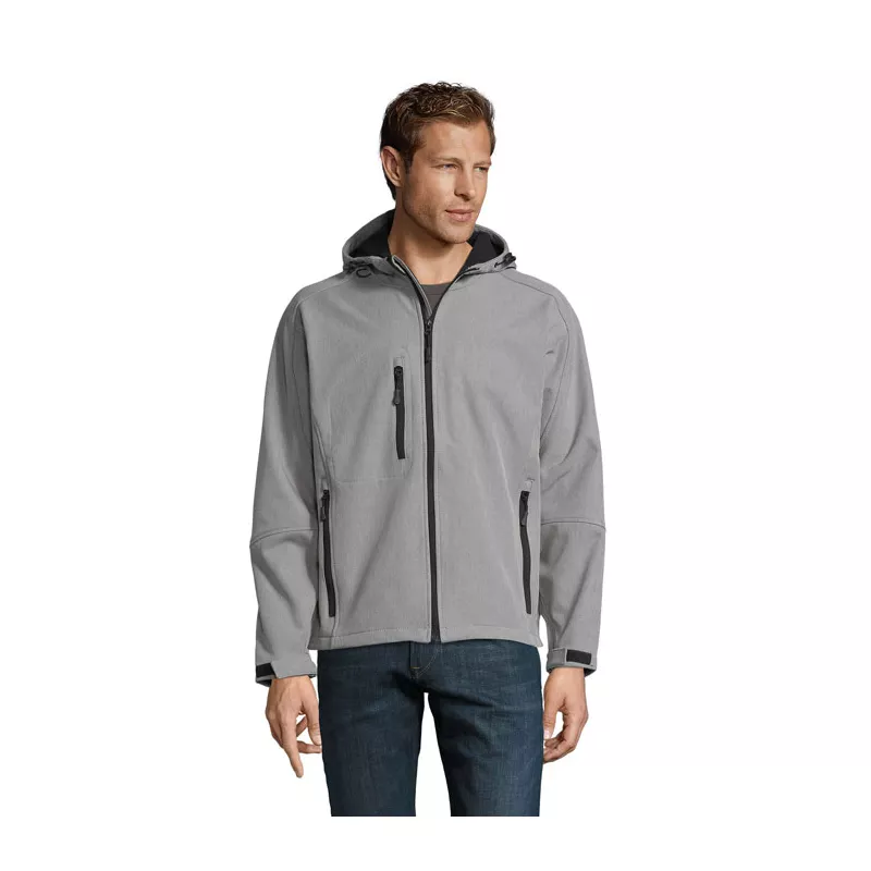 Softshell męski z kapturem 340 g/m² Sol's REPLAY MEN - Szary Melanż (S46602-GM)