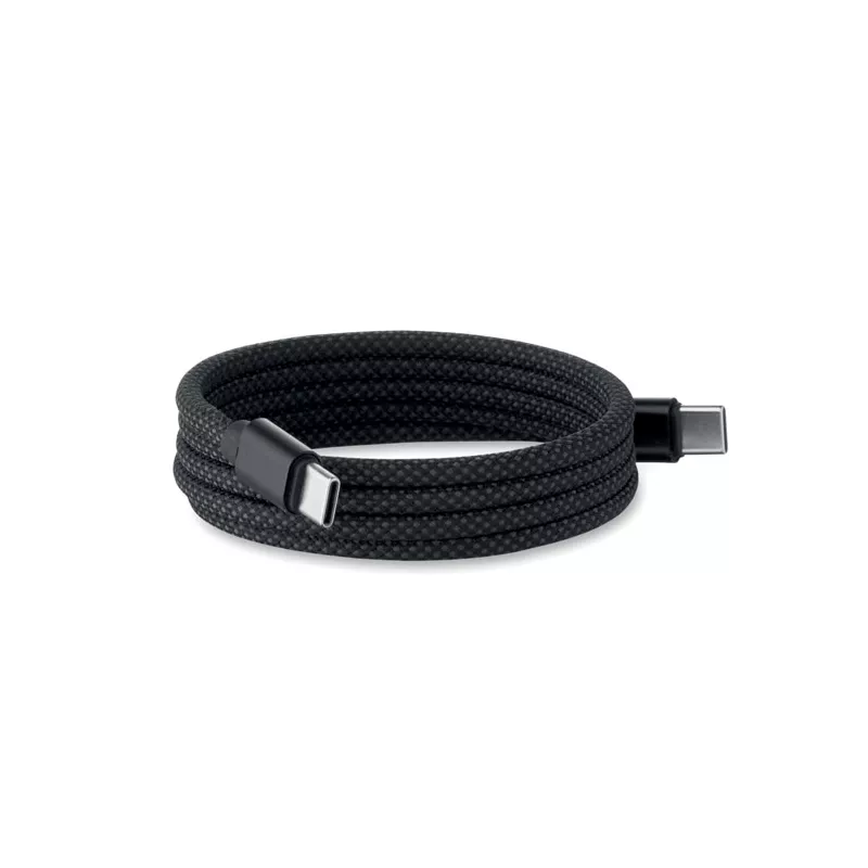 Kabel magnetyczny pleciony USB-C 60W z RPET BRAID - Czarny (MO2778-03)