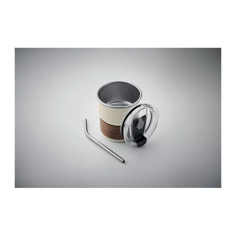 Kubek stalowy ze słomką 260 ml MATE - Bezowy (MO2423-13)