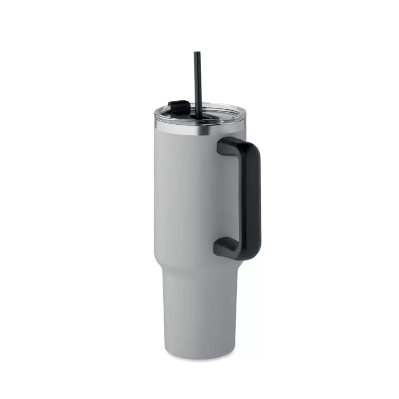 Kubek termiczny stalowy ze słomką 1200 ml SUMA - Szary (MO2327-07)