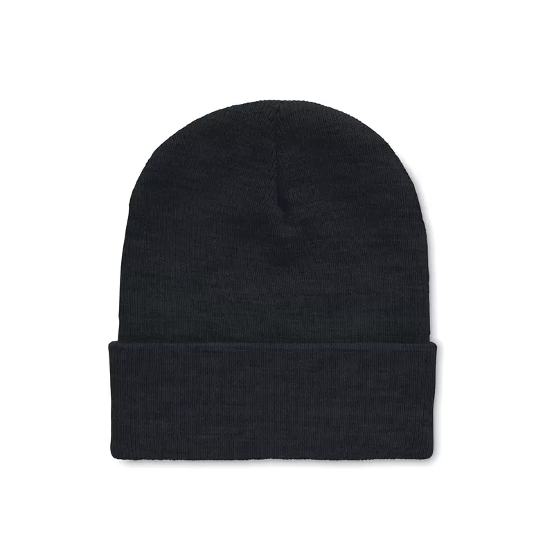 Czapka zimowa unisex z dzianiny RPET POLO RPET - Czarny (MO9965-03)