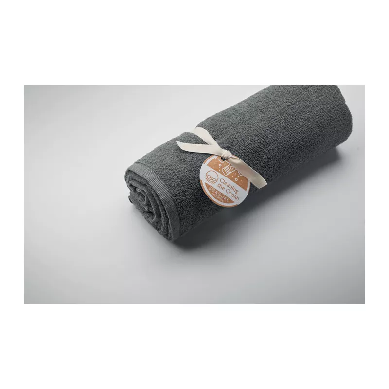 Ręcznik żakardowy SEAQUAL® 100x170 cm 500 g/m² WATER - Szary (MO2060-07)
