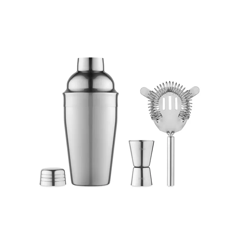 Zestaw koktajlowy stalowy z shakerem 500 ml FIZZ - Srebrny Blyszczacy (KC4298-17)