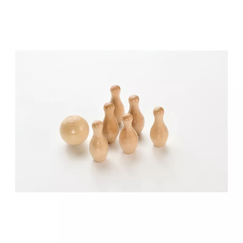 Mini kręgle z drewna sosnowego w woreczku BOLITO - Drewna (MO2434-40)