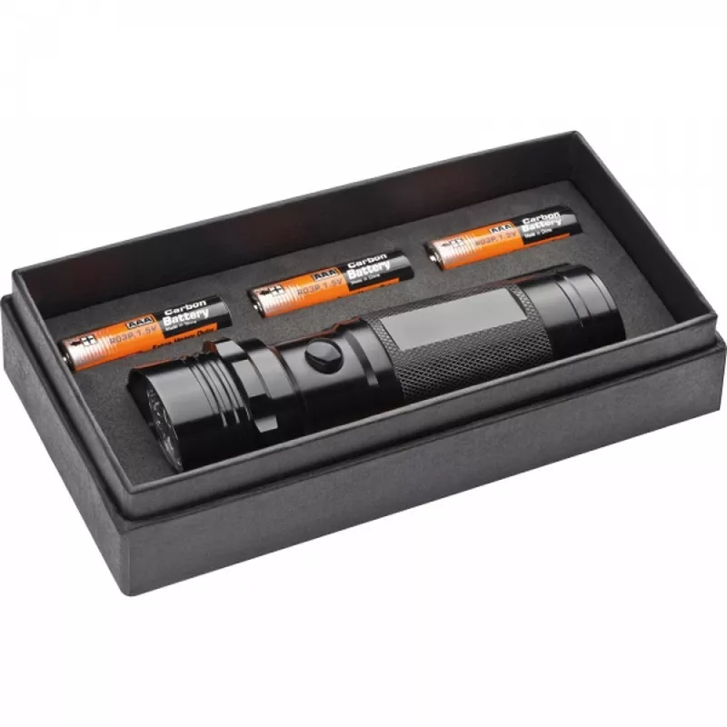 Latarka metalowa 14 LED ERASMO - czarny (8842203)