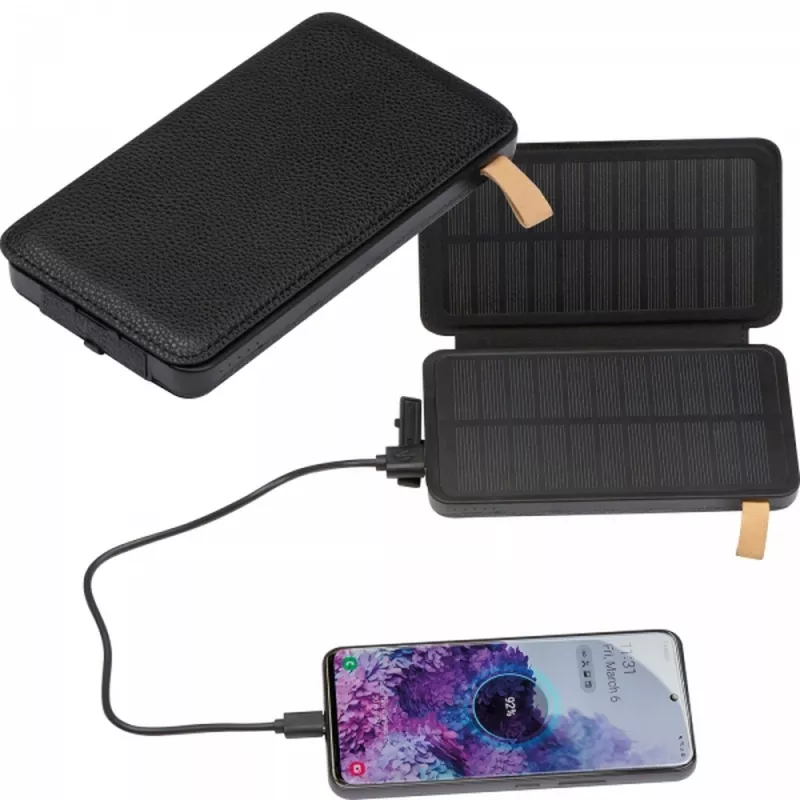 Power bank 8000 mAh solarny BRUNA - czarny (3365703)