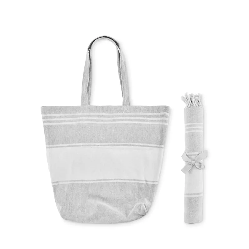 Torba plażowa z ręcznikiem hammam 180 g/m² HUMMUM - Szary (MO2954-07)