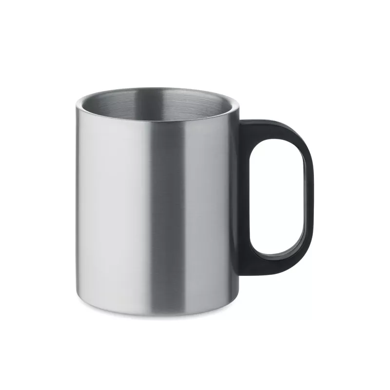 Kubek dwuścienny stalowy z uchwytem 300 ml TANISS - Srebrny Mat (MO6600-16)