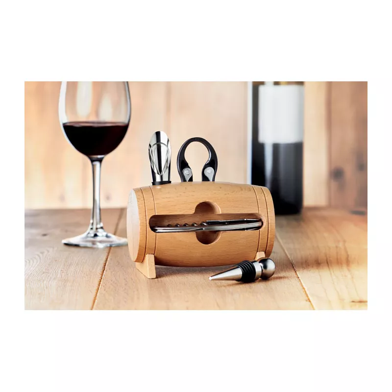 Zestaw akcesoriów do wina na drewnianym stojaku BOTA - Drewna (MO9523-40)