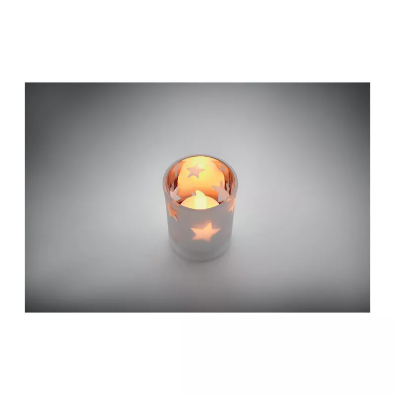 Świeczka LED tealight w szklanym słoiku LANDLE - Srebrny Mat (CX1572-16)