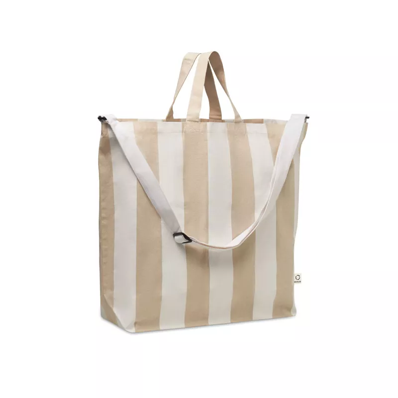 Torba plażowa duża w paski 280 g/m² LAGUNA - Bialy (MO2555-06)