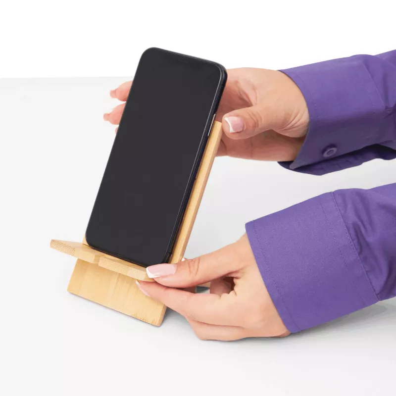 Stojak na smartfon BAMBOO CHAIR - brązowy (56-1107369)