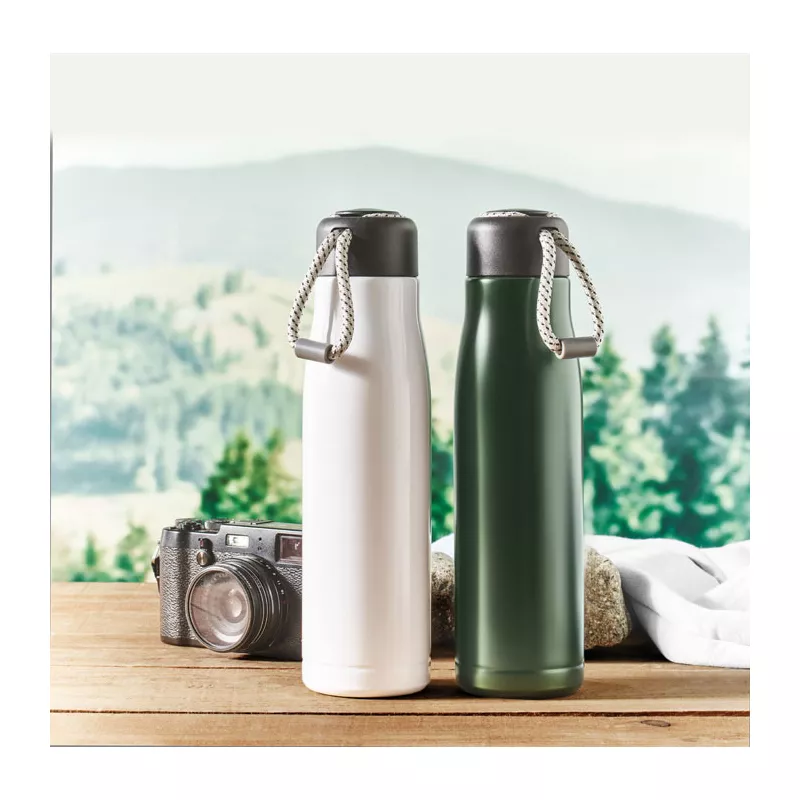 Butelka termiczna z uchwytem sznurkowym 500 ml CORDLE - Ciemnozielony (MO2413-60)