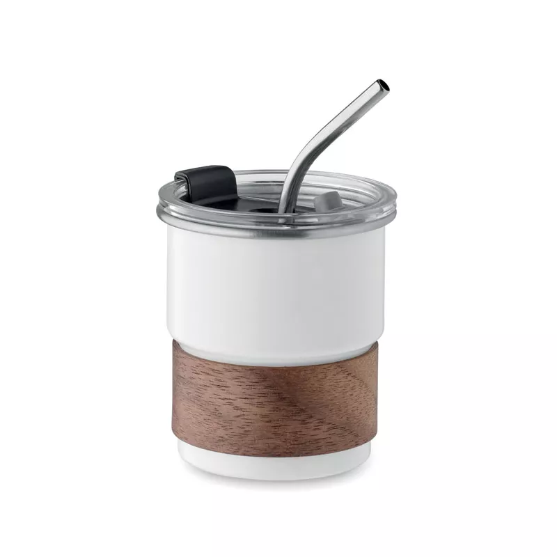 Kubek stalowy ze słomką 260 ml MATE - Bialy (MO2423-06)