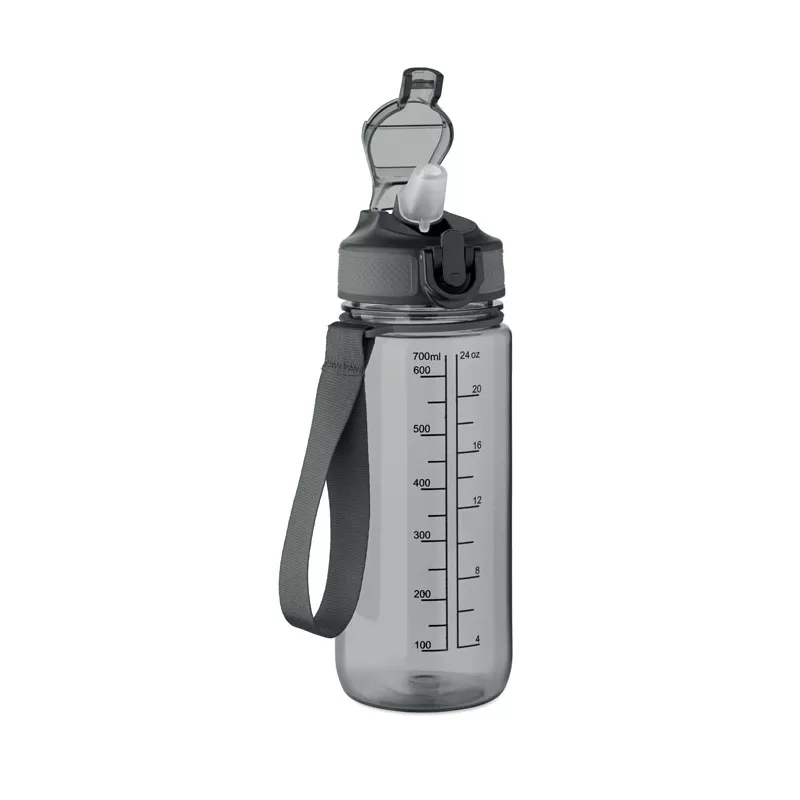 Butelka sportowa motywacyjna z RPET 700 ml ENKEL - Przezroczysty Szary (MO2792-27)