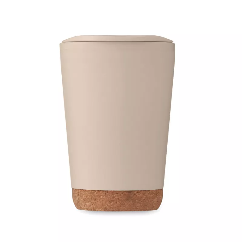Kubek dwuścienny z korkową podstawą 300 ml CO - Bezowy (MO2446-13)