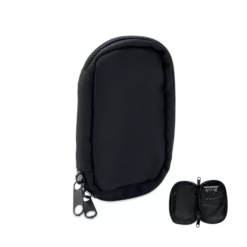 Etui na klucze z RPET zapinane na zamek ROVER - Czarny (MO2822-03)
