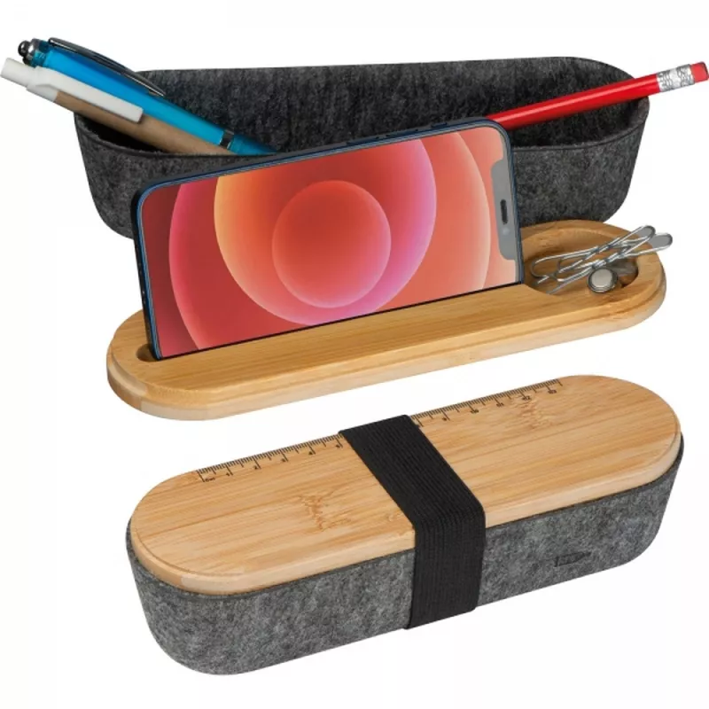 Organizer na biurko z filcu z recyklingu LUISE - ciemnoszary (2385977)