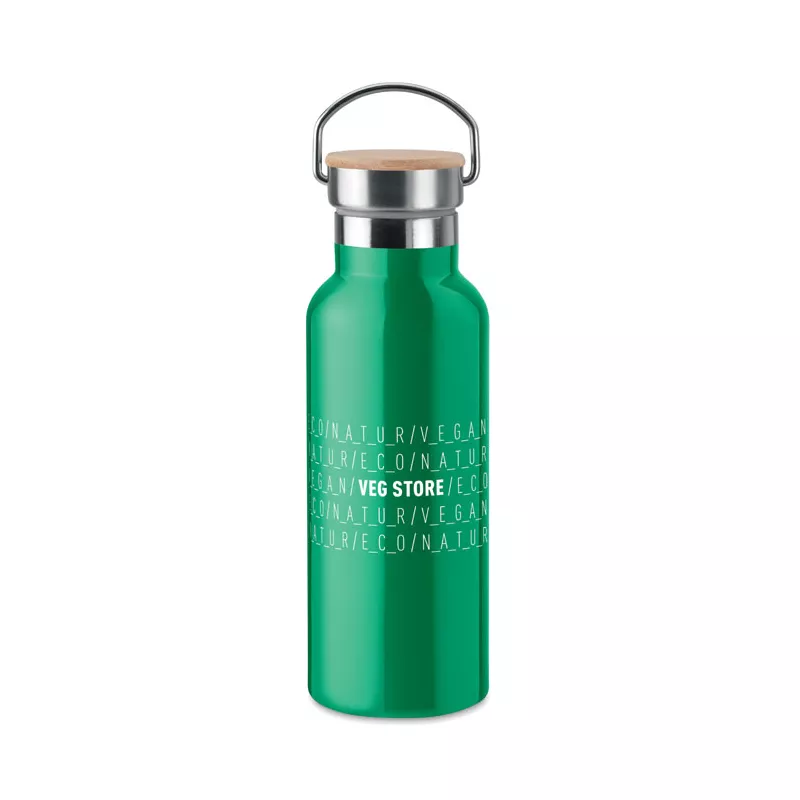 Termos dwuścienny z bambusową pokrywką 500 ml HELSINKI - Zielony (MO9431-09)
