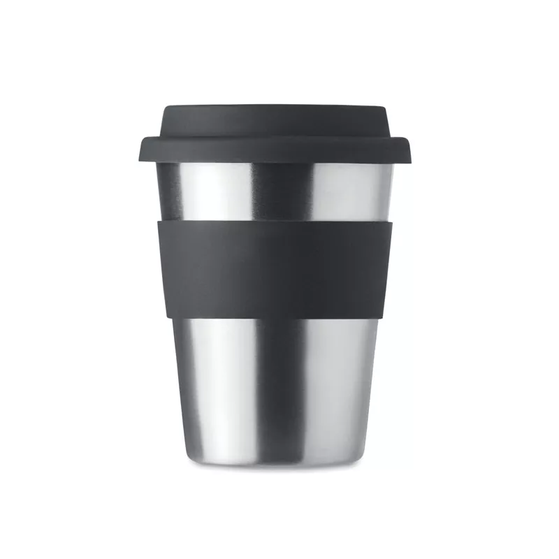 Kubek stalowy jednościenny z pokrywką 350 ml IRMUG - Czarny (MO6257-03)