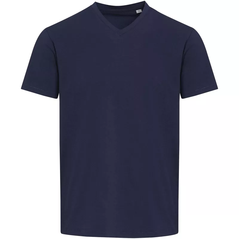 Balfour organiczna koszulka unisex z krótkim rękawem i dekoltem w serek, wykonana z materiału o gramaturze 200 g/m², z certyf - Granatowy (39665-NAVY)