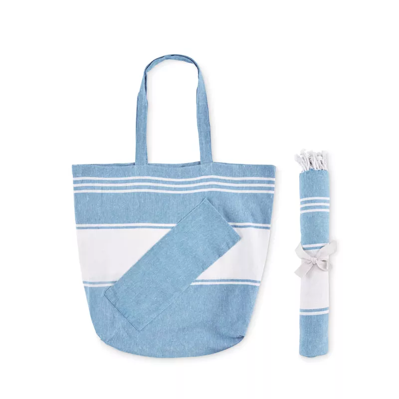 Torba plażowa z ręcznikiem hammam 180 g/m² HUMMUM - Turkusowy (MO2954-12)