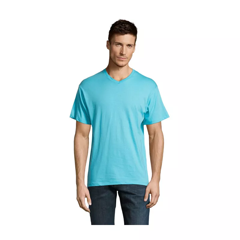 Koszulka męska V-neck 150 g/m² Sol's VICTORY - Niebieski Atol (S11150-AL)
