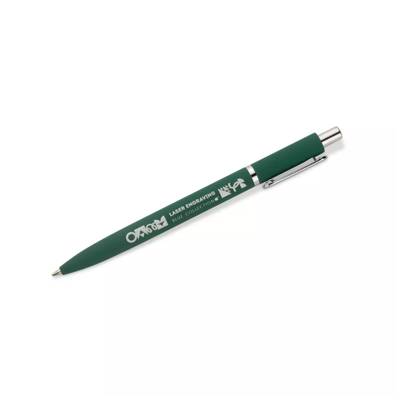 Długopis metalowy z powłoką typu soft touch ELMO - zielony (19084-05)