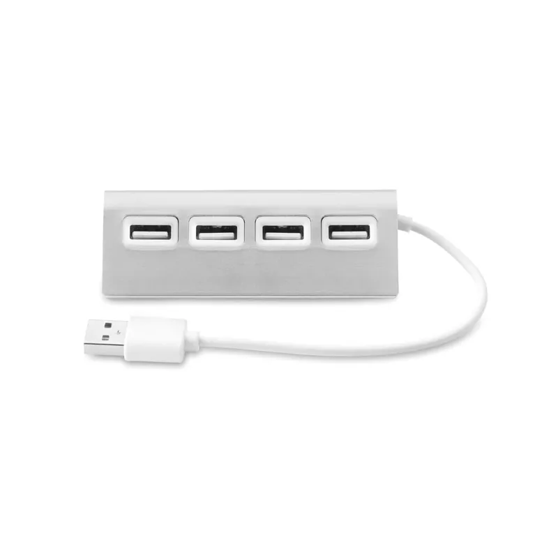 Hub USB 2.0 4-portowy aluminiowy ALUHUB - Srebrny Mat (MO8853-16)