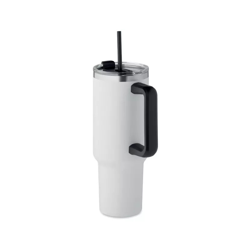 Kubek termiczny stalowy ze słomką 1200 ml SUMA - Bialy (MO2327-06)