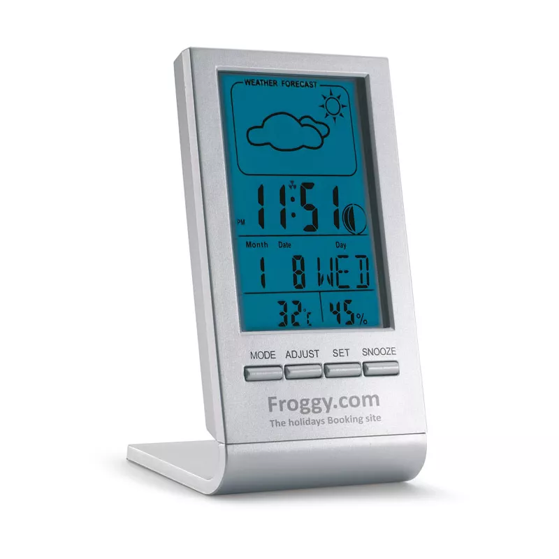 Stacja pogodowa z budzikiem LCD SKY - Srebrny (KC6460-14)