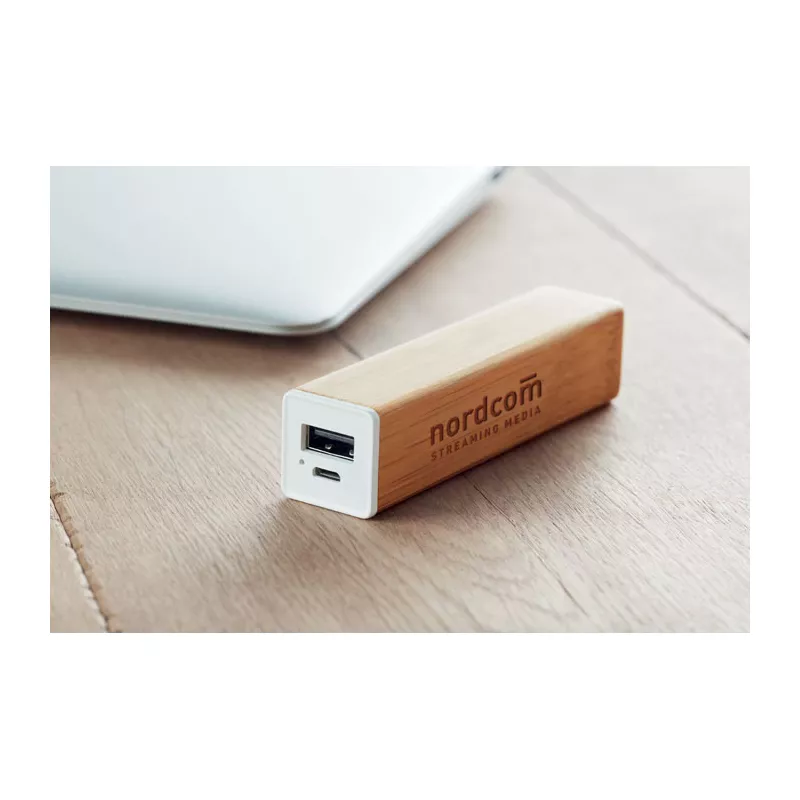 Powerbank w bambusowej obudowie 2200 mAh POWERBAM - Drewna (MO9673-40)
