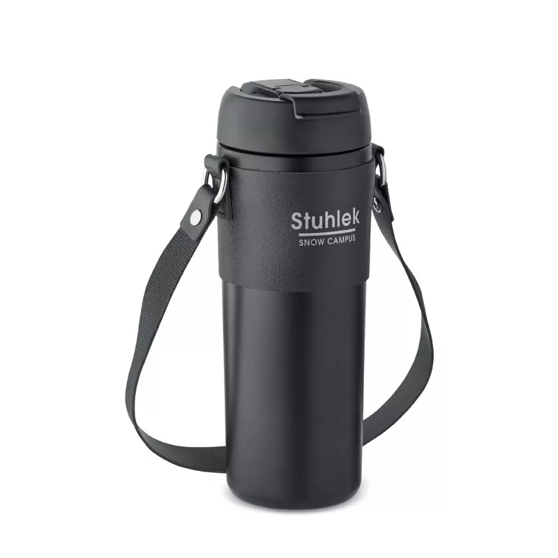 Kubek termiczny stalowy z paskiem 700 ml AIRA - Czarny (MO6971-03)