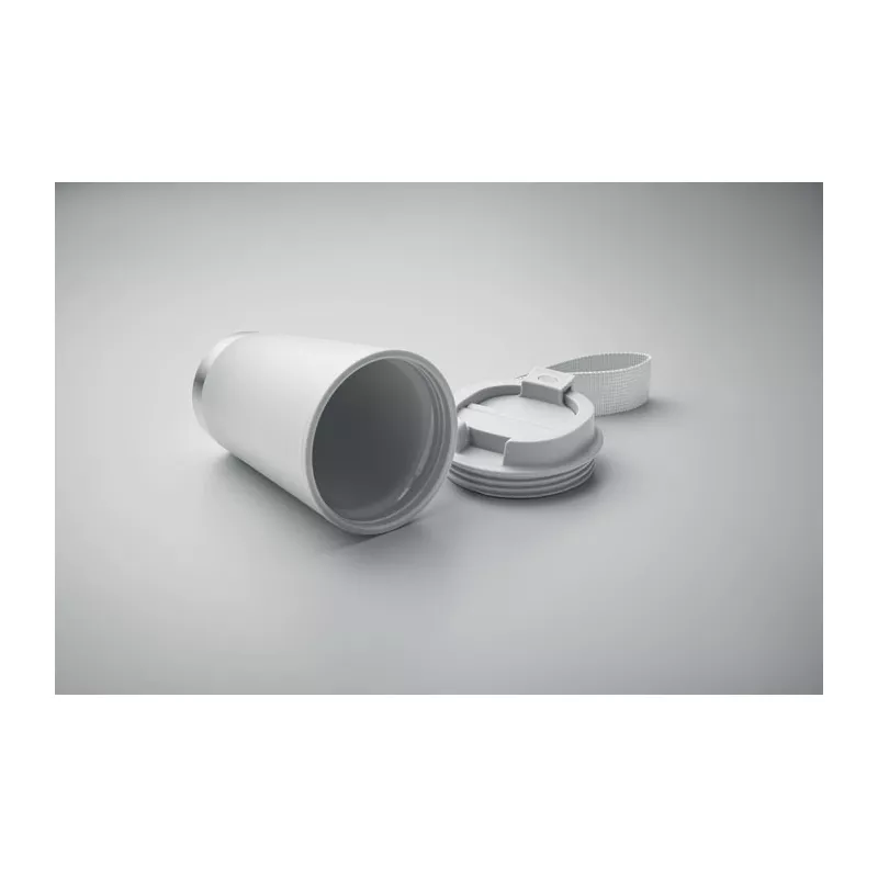Kubek dwuścienny z PP z paskiem 300 ml TOPIZ - Bialy (MO2596-06)