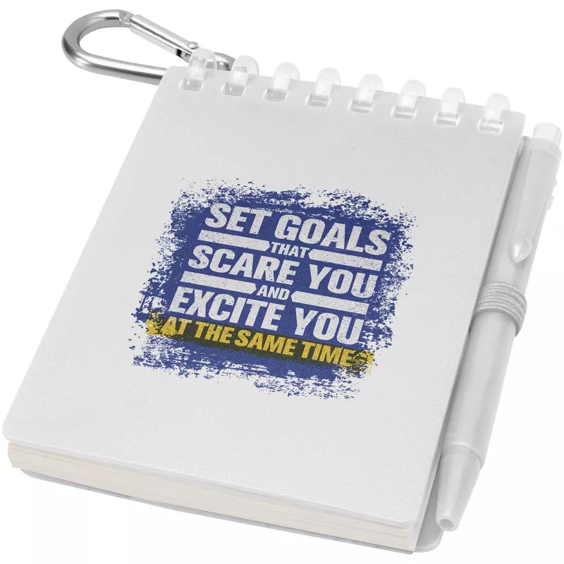 Lig Mini outdoorowy zestaw z notatnikiem w miękkiej okładce z tworzyw sztucznych pochodzących z recyklingu i długopisem (niebieski tusz) - Przezroczysty (10705101)