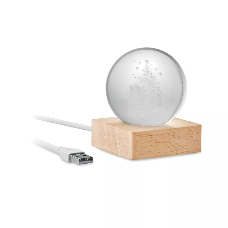 Kula szklana LED na drewnianej podstawie SANTA LIGHT - Drewna (CX1541-40)