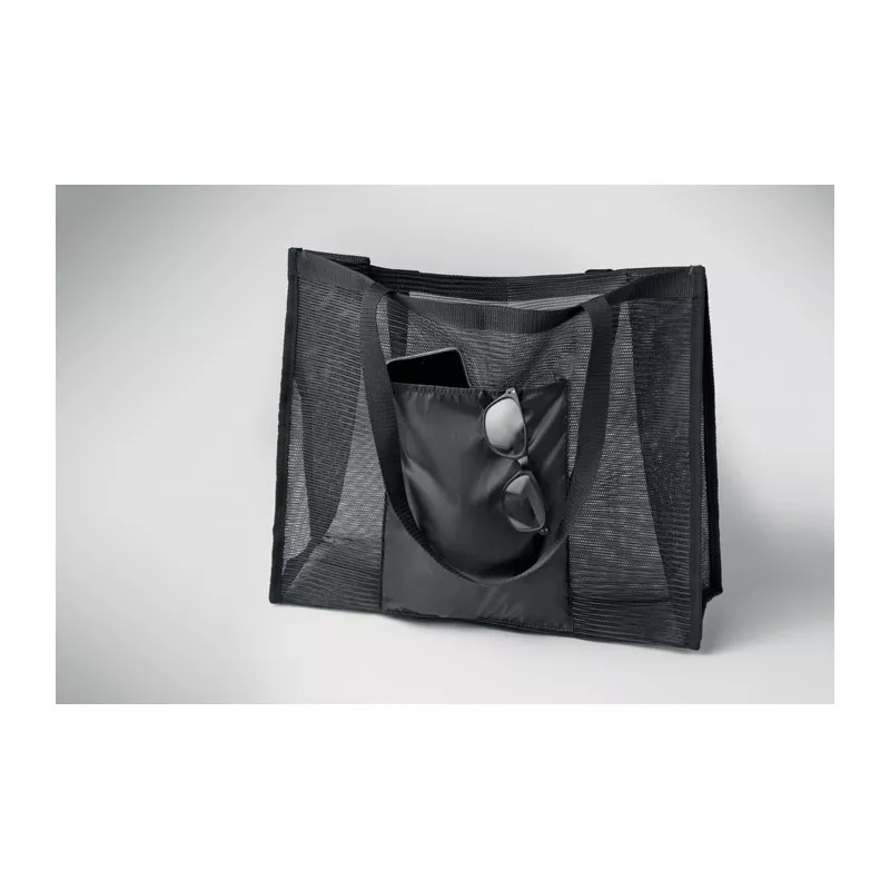 Torba na zakupy z siatki RPET 20 l LIMP - Czarny (MO2836-03)