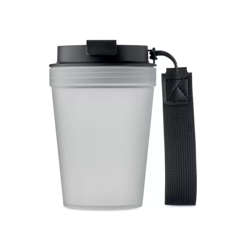 Kubek z PP z paskiem 300 ml ISFORDEN TUMBLER - Przezroczysty Bialy (MO2670-26)